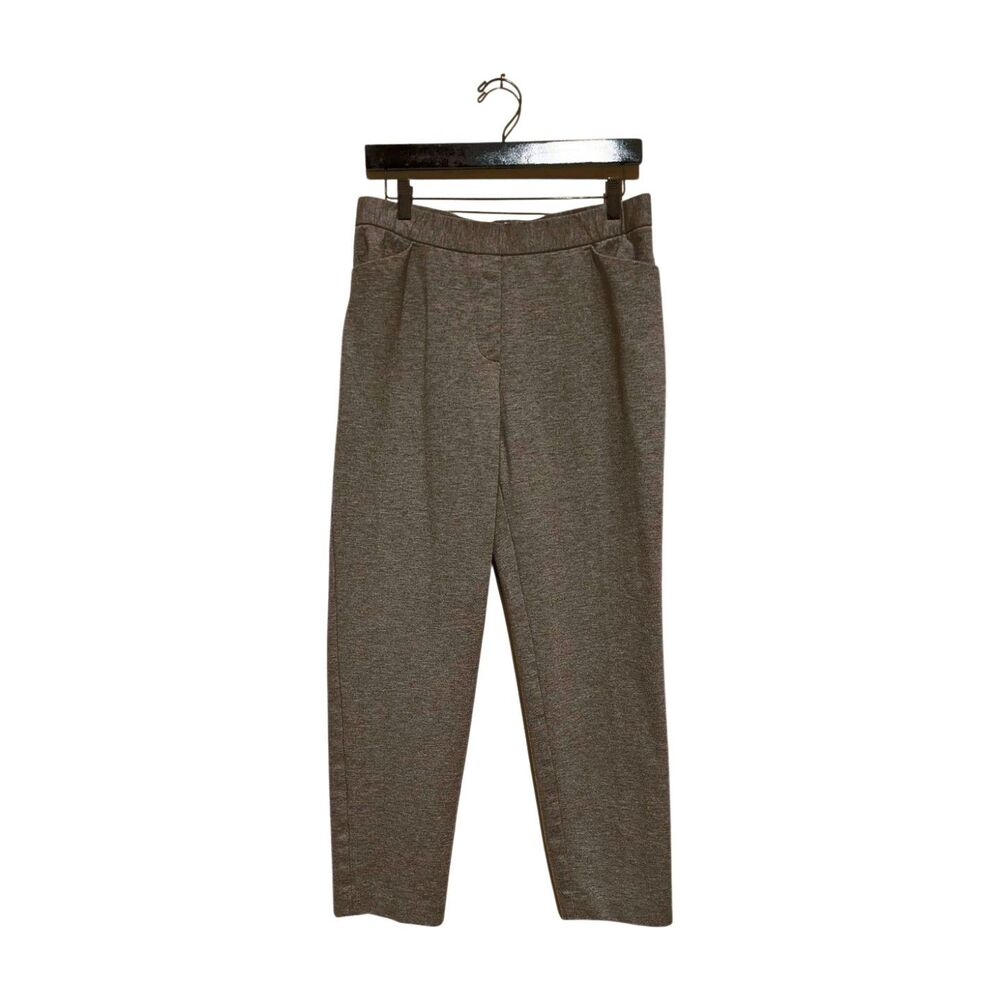 J. Jill Light Gray/Brown Ponte Slim Leg Pull On Pants Stretch Women's M